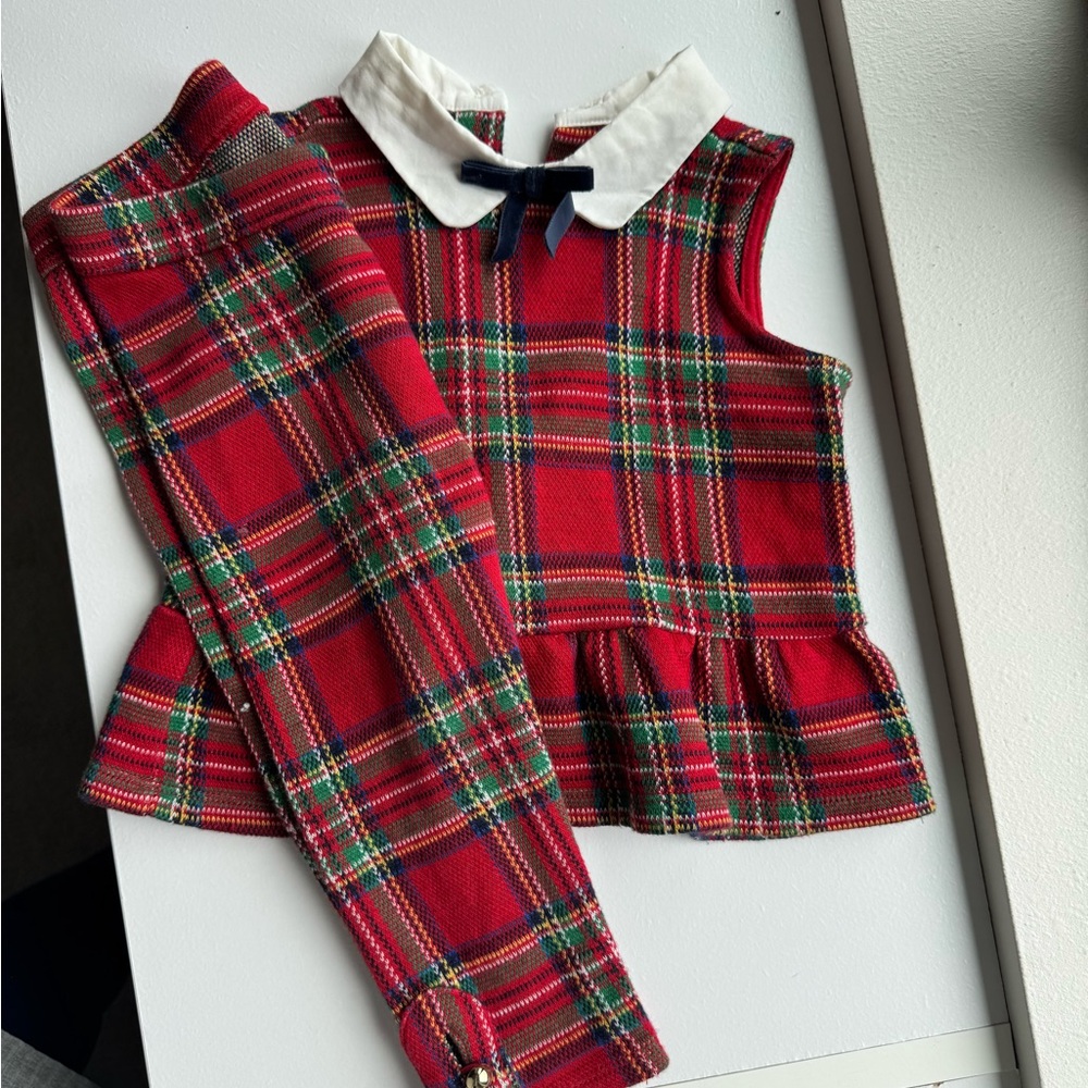 Janie and Jack Red Plaid set